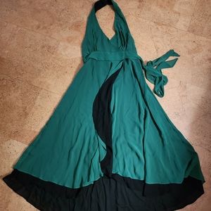 Forever 21 Green / Black Chiffon NWT Dress S Woman Evening